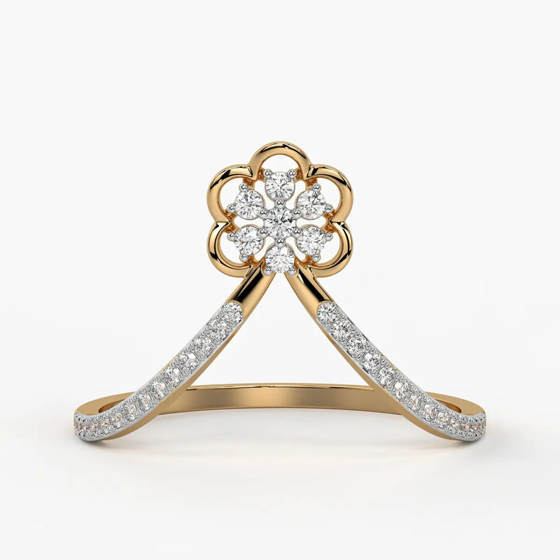 Floral Split Band Ladies Ring