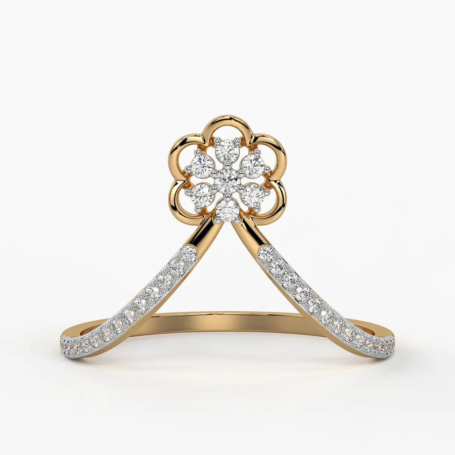 Floral Split Band Ladies Ring