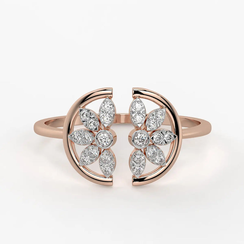 Twin Blossom Open Ladies Ring