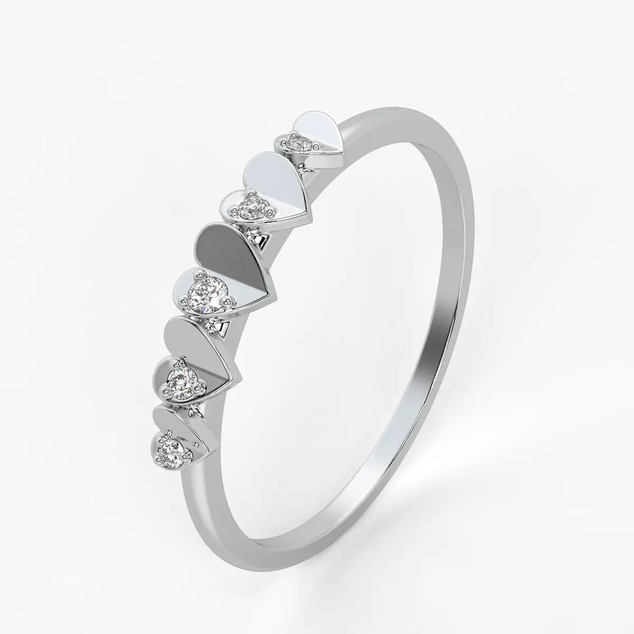 Heart Row Ladies Ring