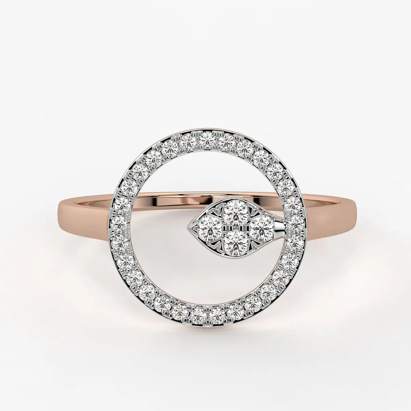 Halo Leaf Ladies Ring