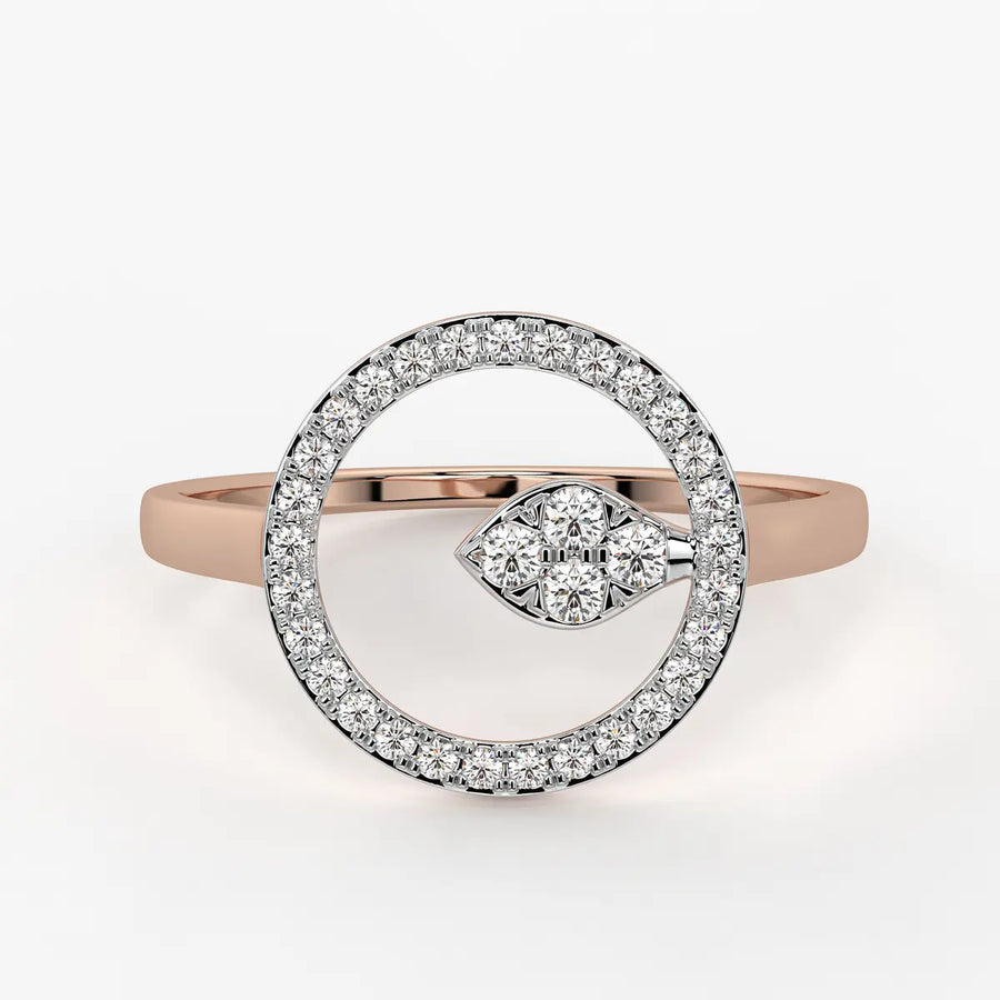 Halo Leaf Ladies Ring