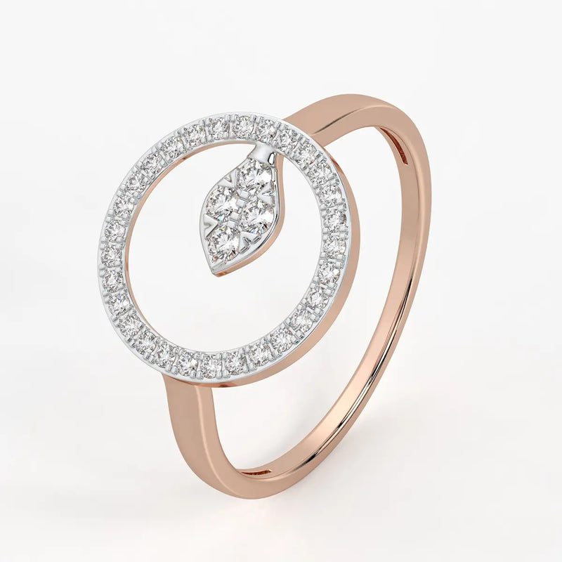 Halo Leaf Ladies Ring