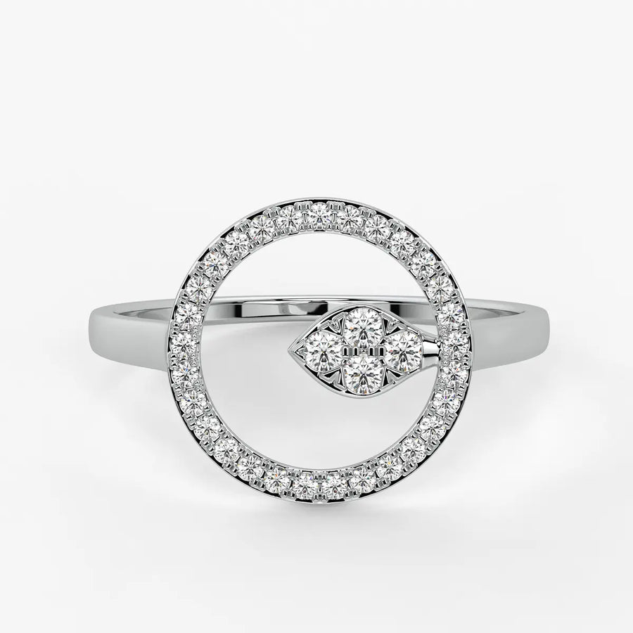 Halo Leaf Ladies Ring
