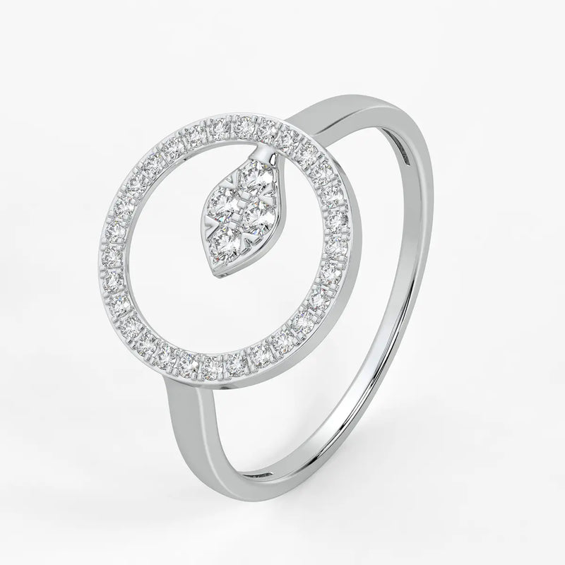 Halo Leaf Ladies Ring