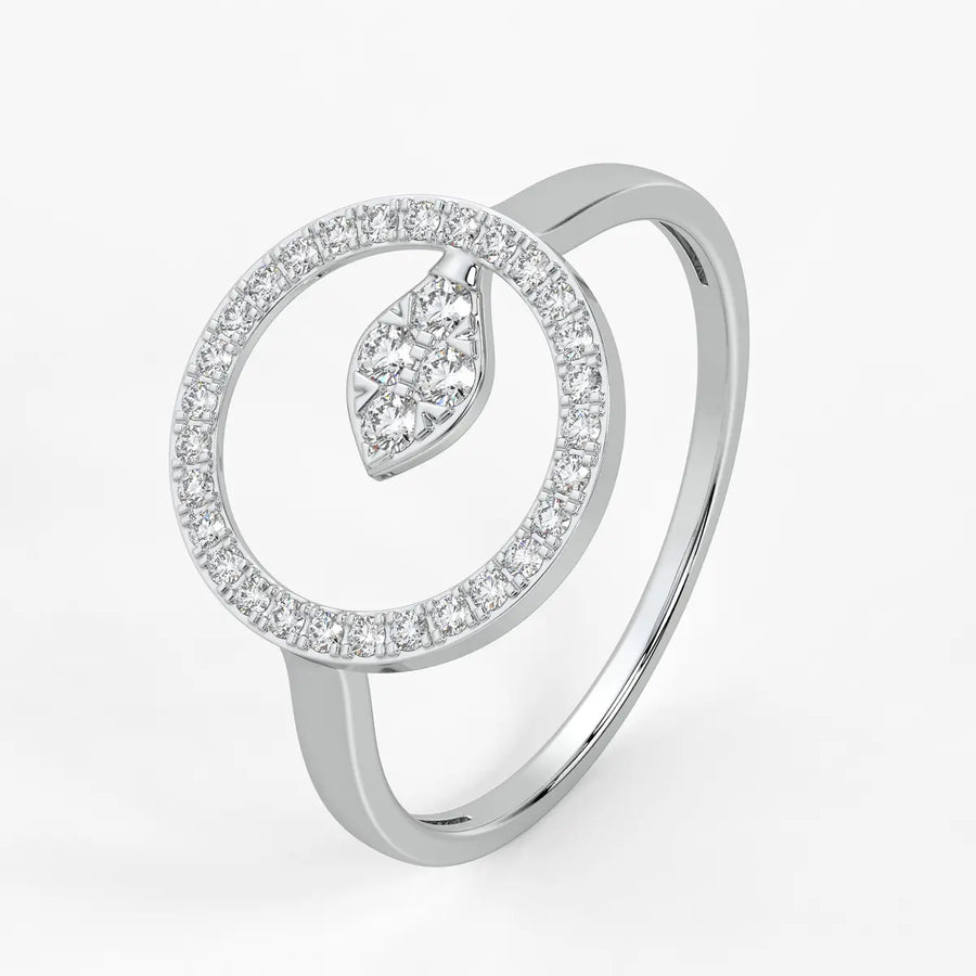 Halo Leaf Ladies Ring