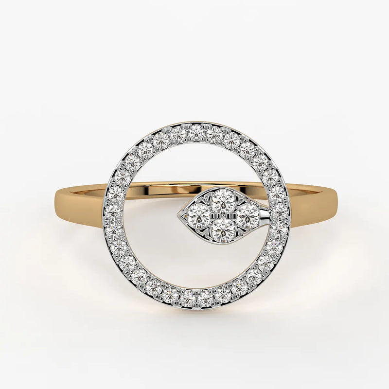 Halo Leaf Ladies Ring