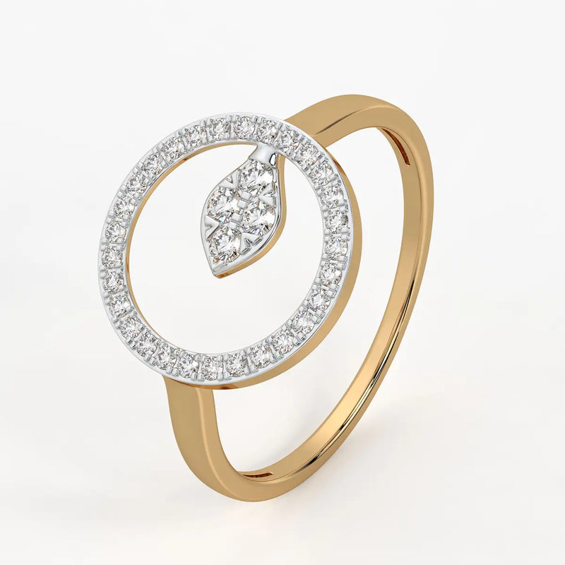 Halo Leaf Ladies Ring