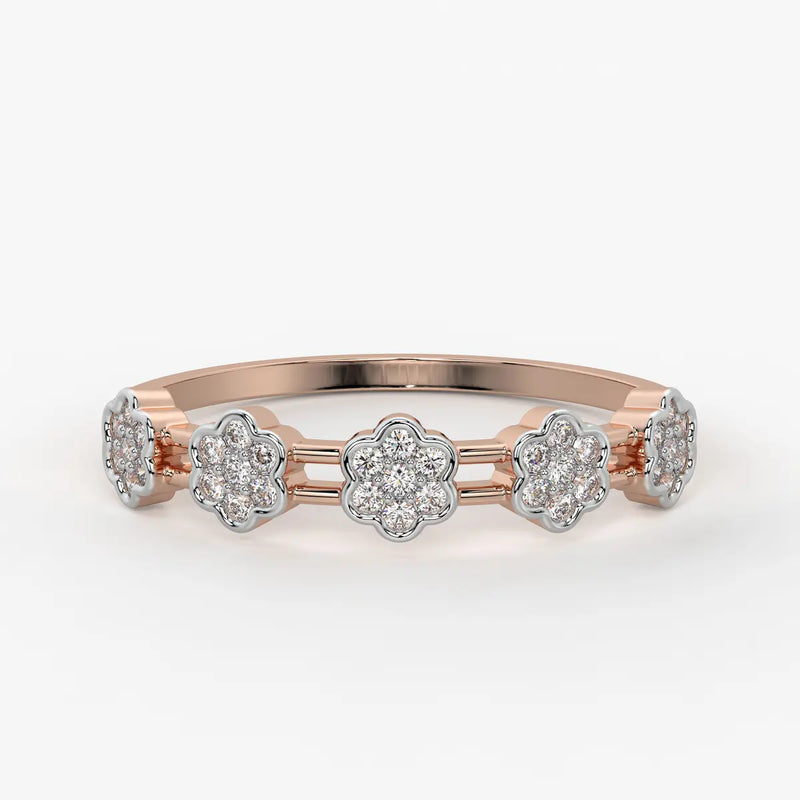 Floral Link Band Ladies Ring
