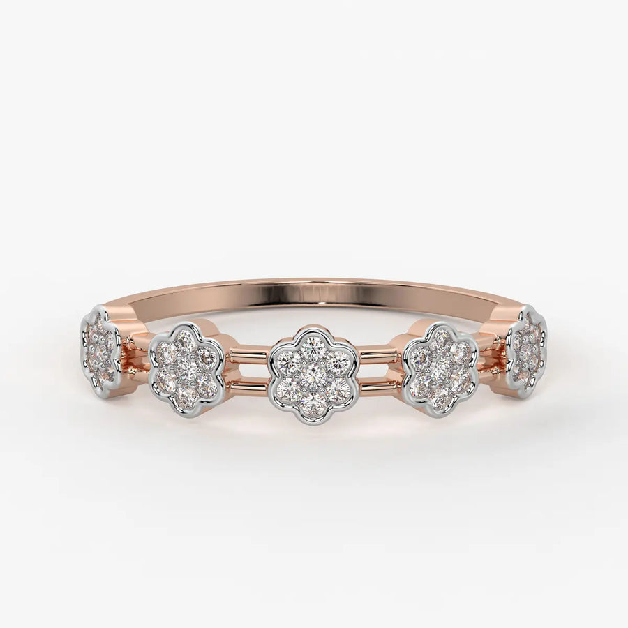 Floral Link Band Ladies Ring