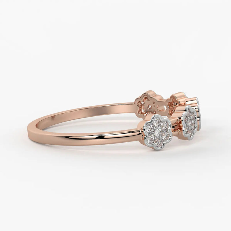 Floral Link Band Ladies Ring