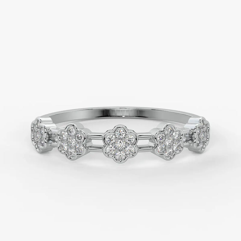 Floral Link Band Ladies Ring
