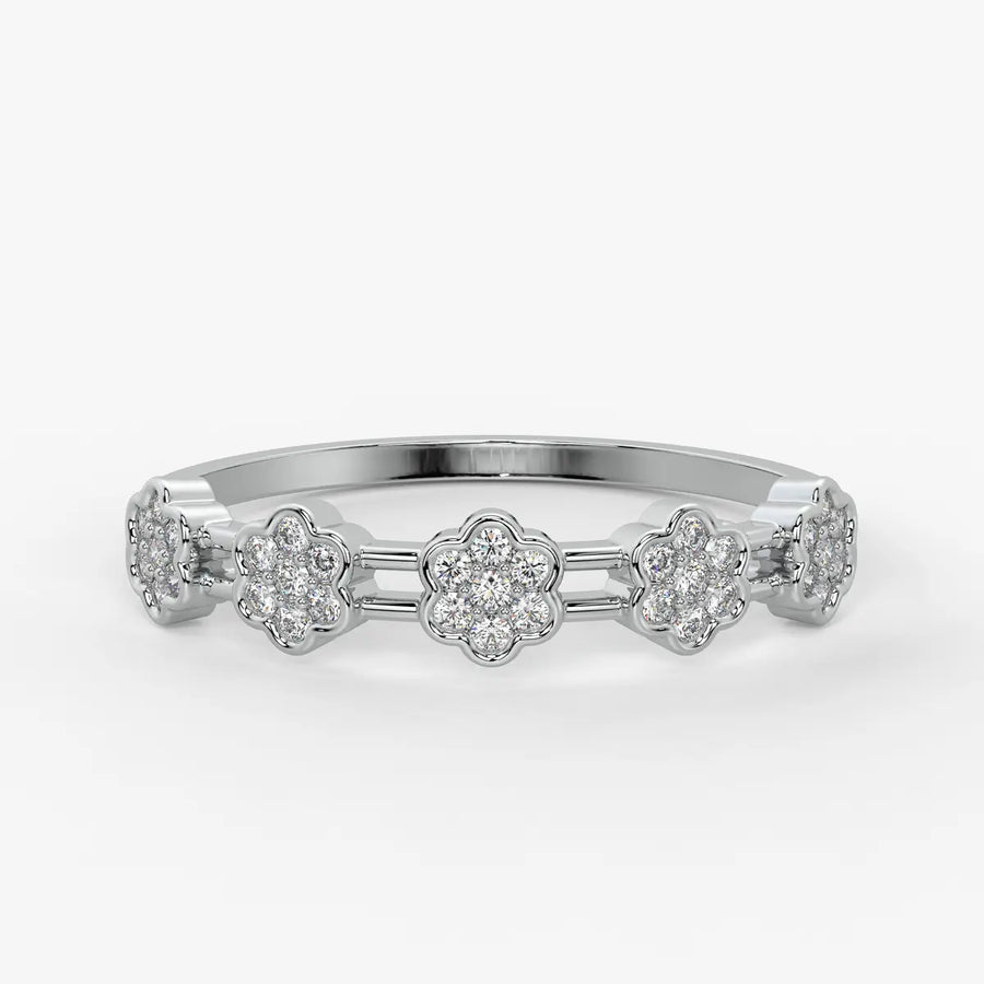 Floral Link Band Ladies Ring