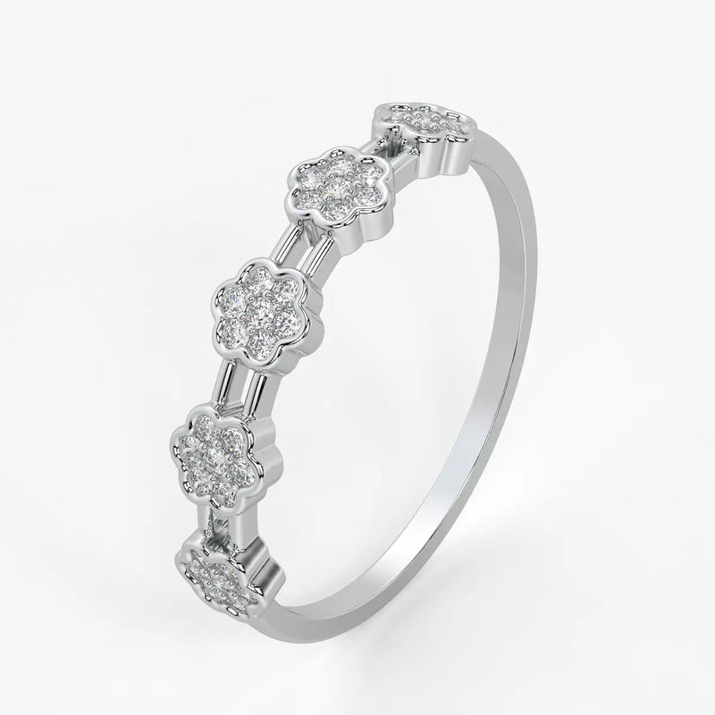 Floral Link Band Ladies Ring