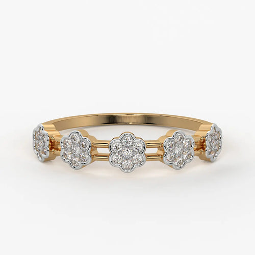 Floral Link Band Ladies Ring