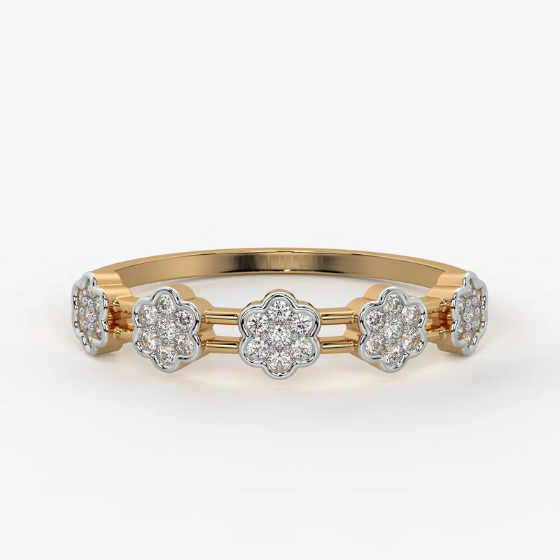 Floral Link Band Ladies Ring