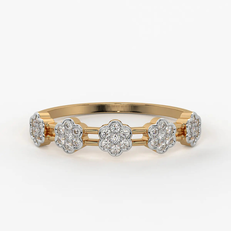 Floral Link Band Ladies Ring