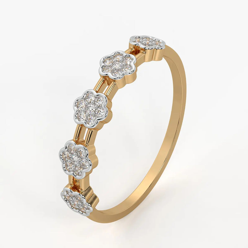 Floral Link Band Ladies Ring