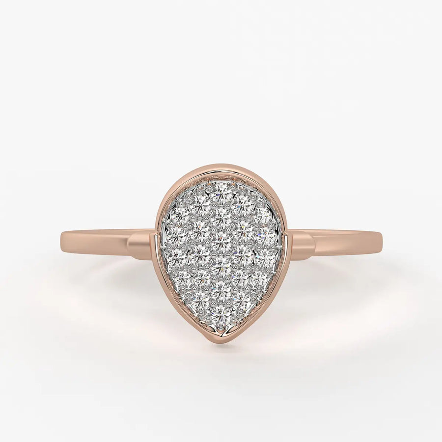 Pear Pave Cluster Ladies Ring