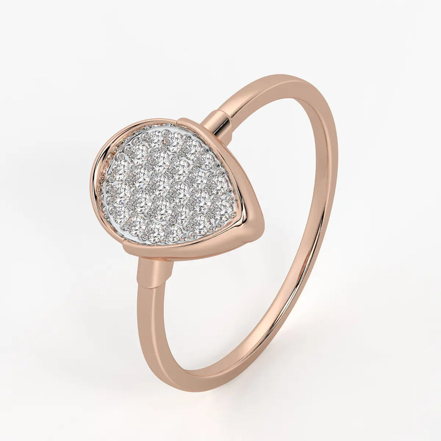 Pear Pave Cluster Ladies Ring
