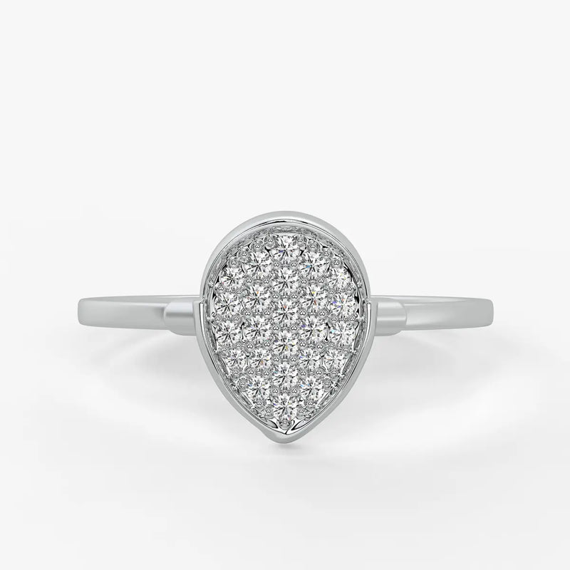 Pear Pave Cluster Ladies Ring