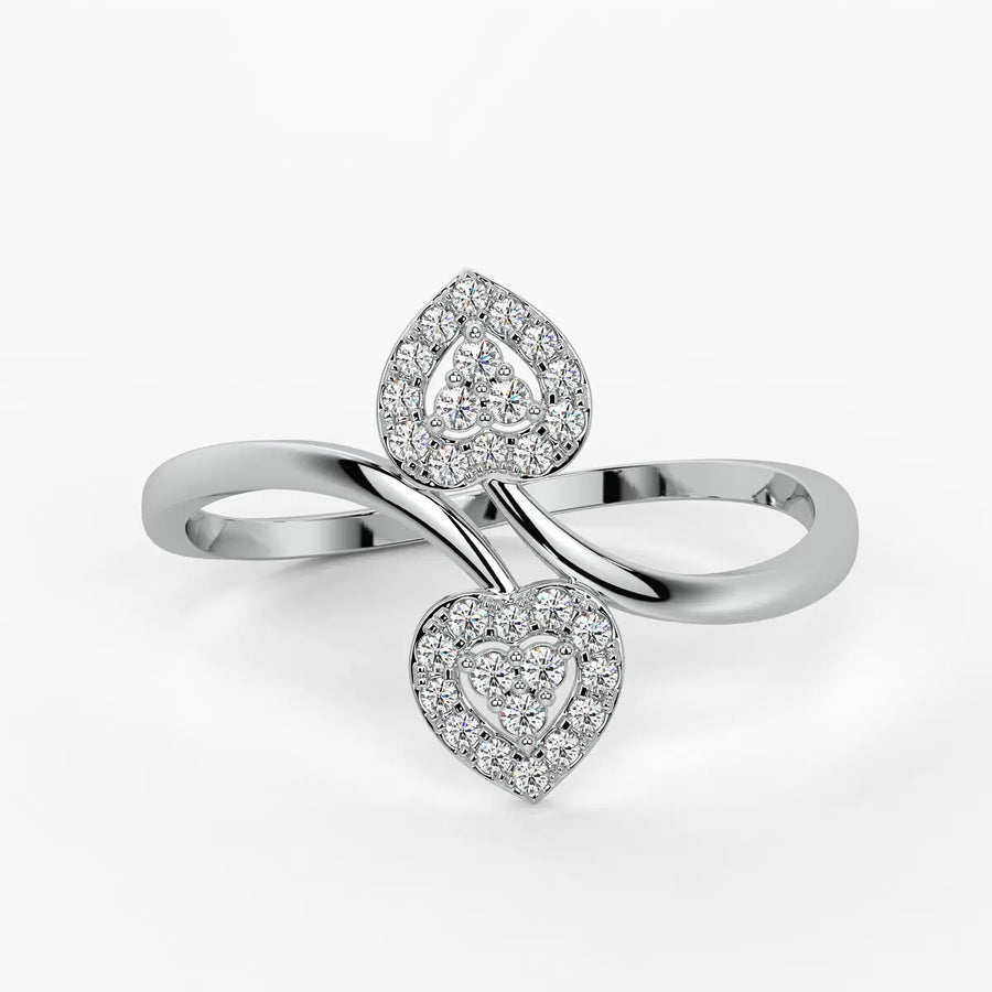 Double Heart Open Ladies Ring