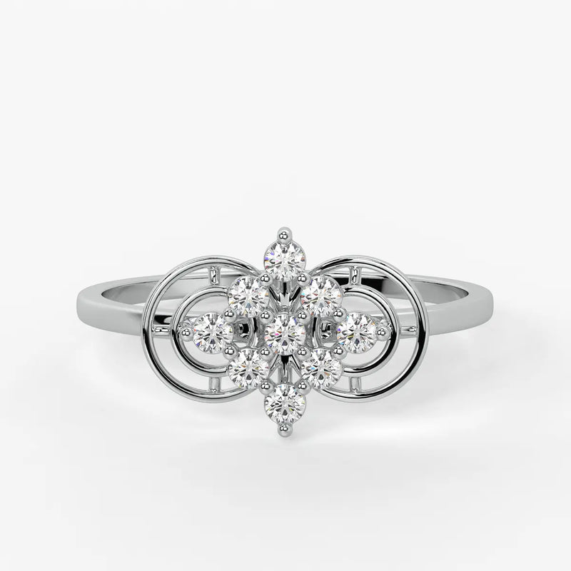 Circle Bloom Cluster Ladies Ring