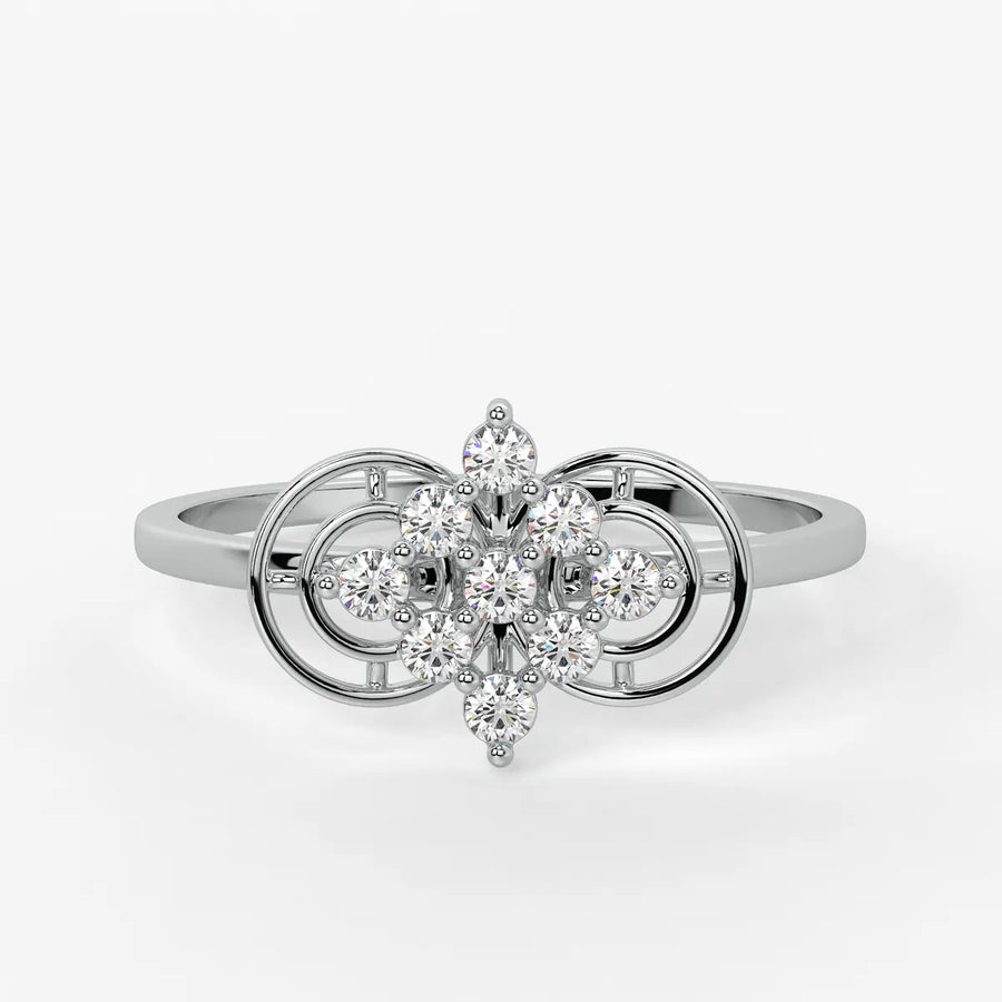 Circle Bloom Cluster Ladies Ring