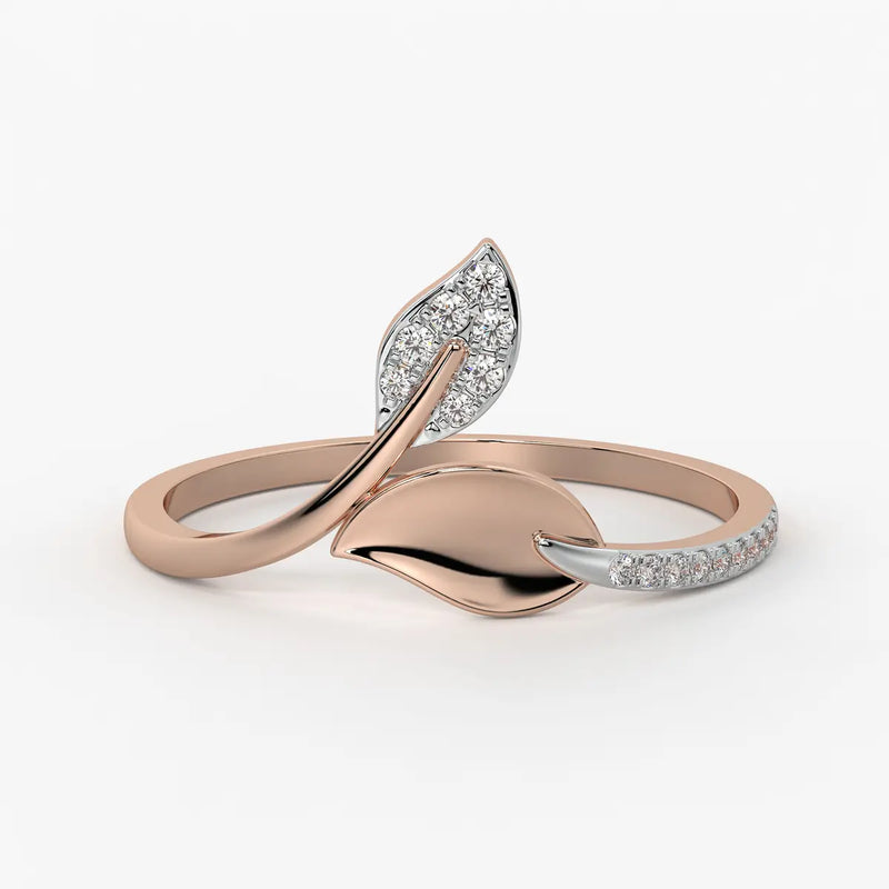 Twin Leaf Accent Ladies Ring