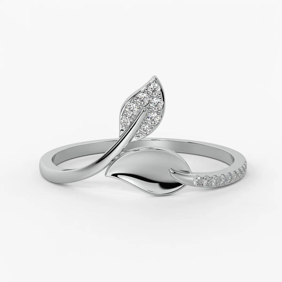 Twin Leaf Accent Ladies Ring