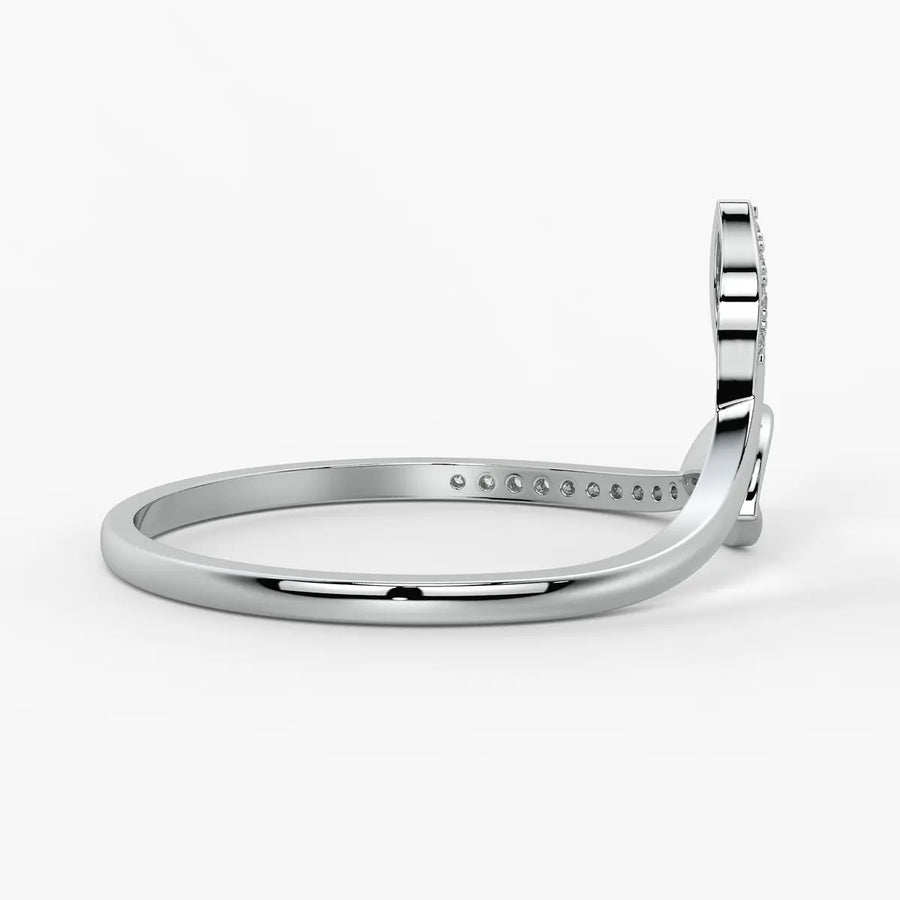 Twin Leaf Accent Ladies Ring