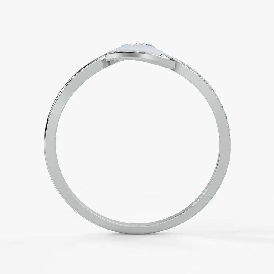 Twin Leaf Accent Ladies Ring