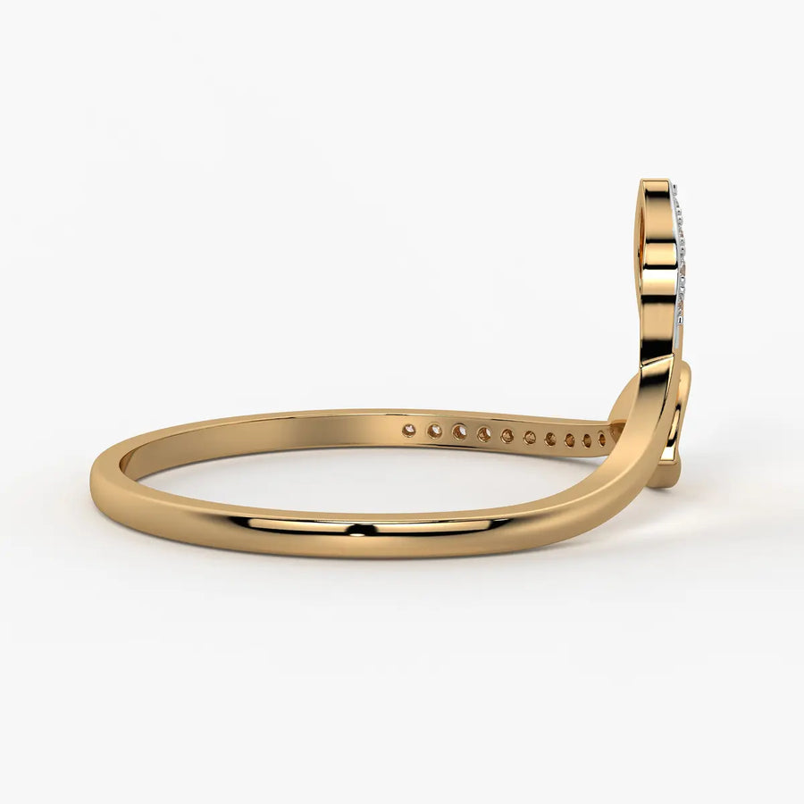 Twin Leaf Accent Ladies Ring
