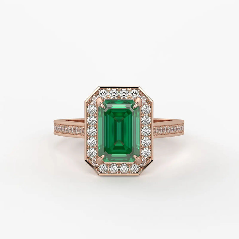 Emerald Halo Ladies Ring