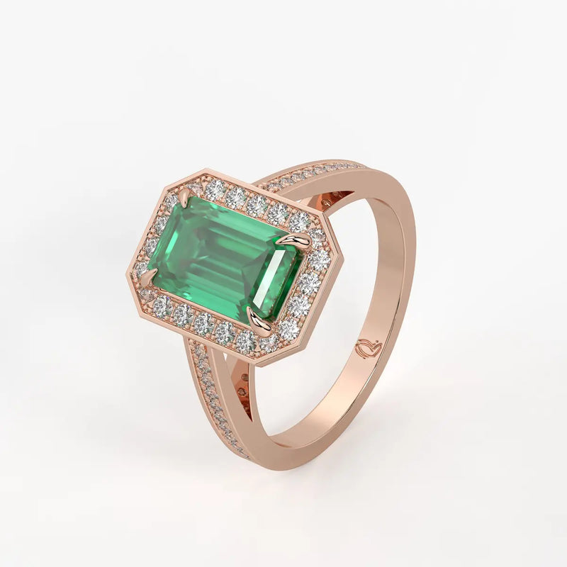 Emerald Halo Ladies Ring