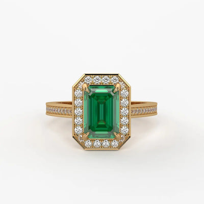 Emerald Halo Ladies Ring
