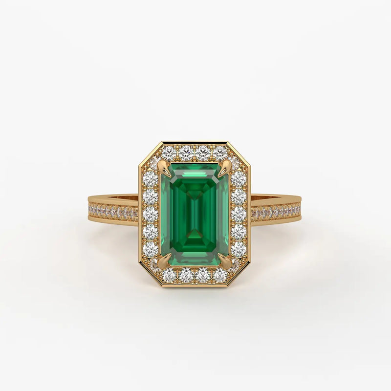 Emerald Halo Ladies Ring