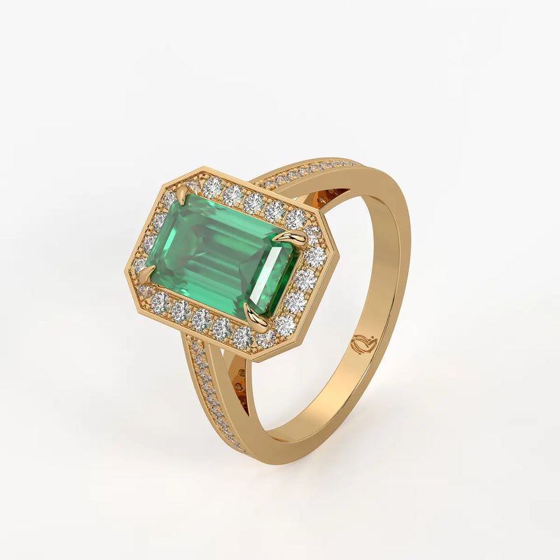 Emerald Halo Ladies Ring