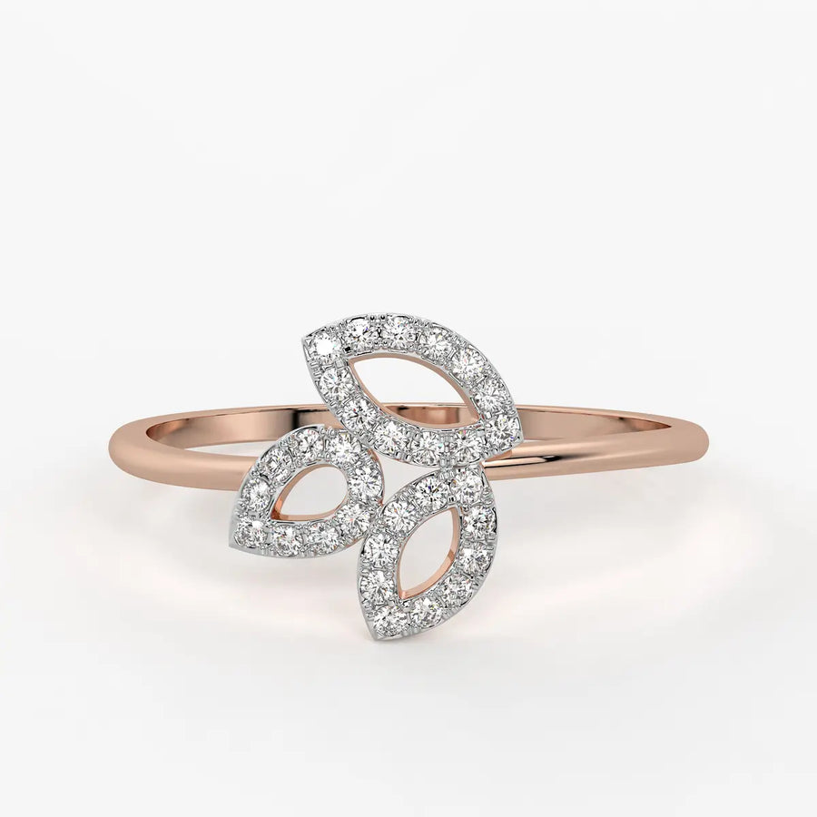 Triple Leaf Cluster Ladies Ring