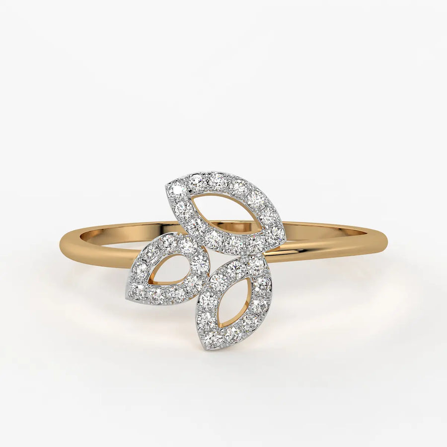 Triple Leaf Cluster Ladies Ring