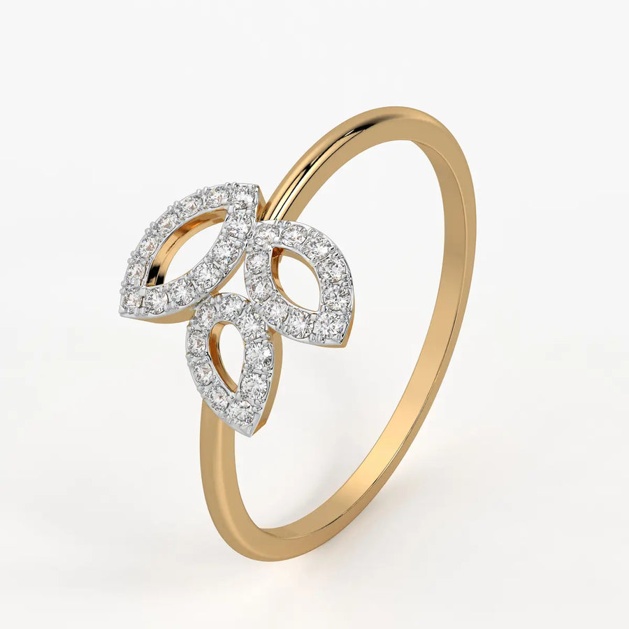 Triple Leaf Cluster Ladies Ring