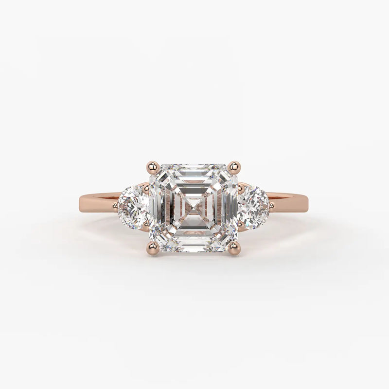 Emerald Trio Solitaire Ladies Ring