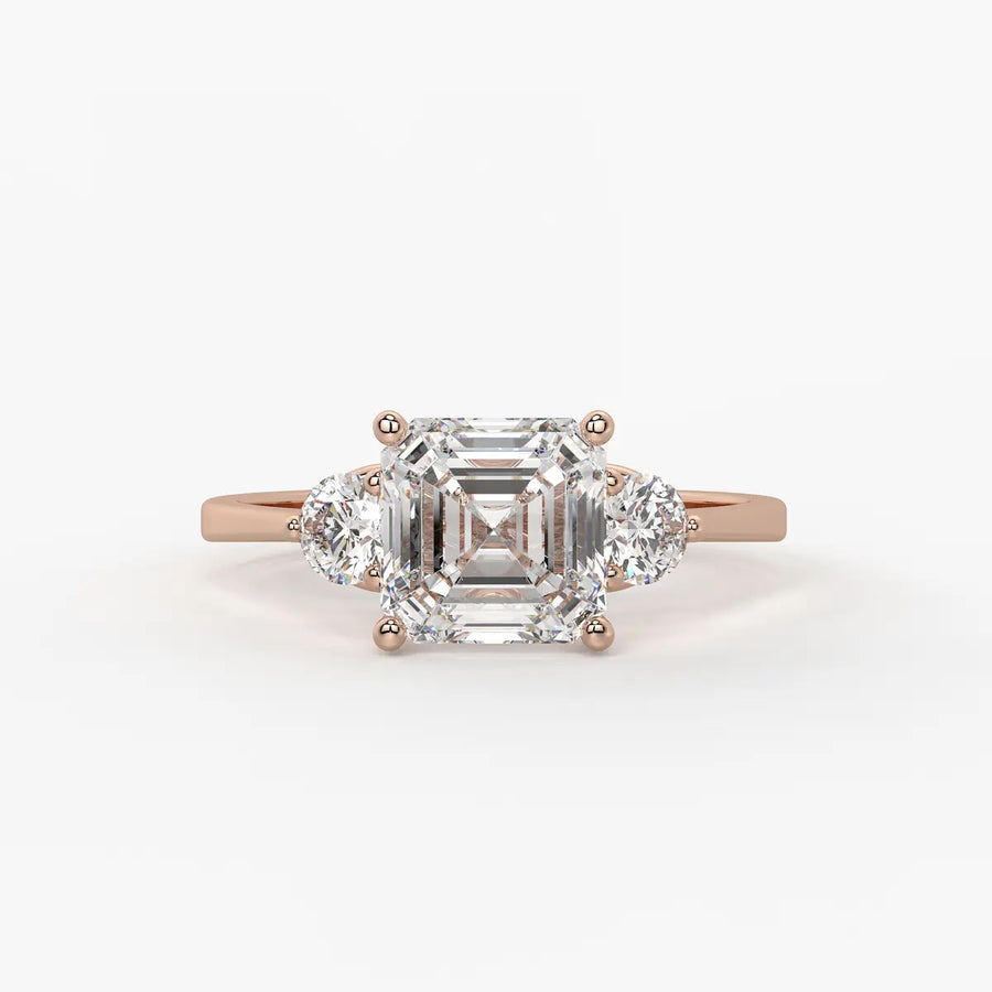 Emerald Trio Solitaire Ladies Ring