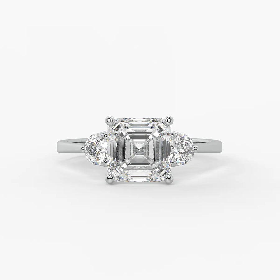 Emerald Trio Solitaire Ladies Ring