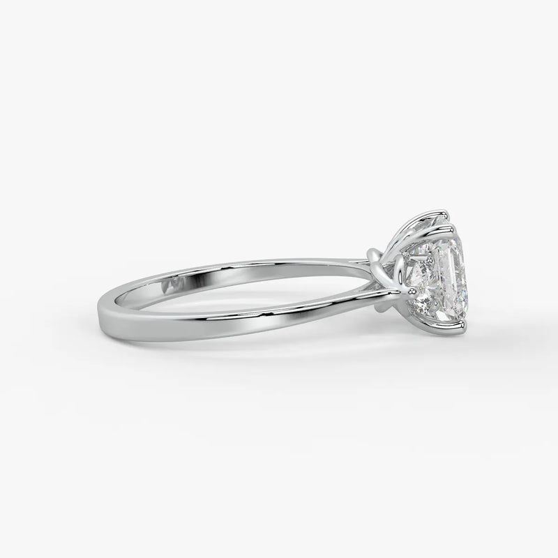 Emerald Trio Solitaire Ladies Ring