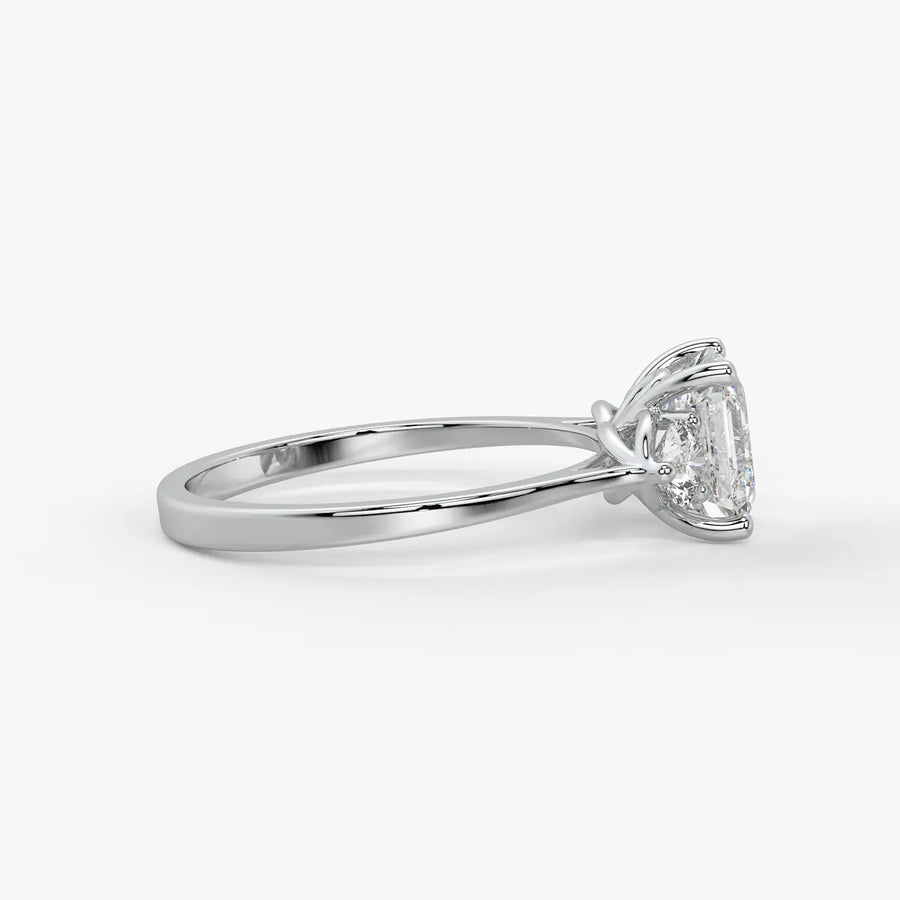 Emerald Trio Solitaire Ladies Ring