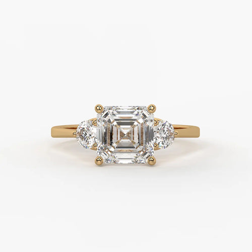 Emerald Trio Solitaire Ladies Ring