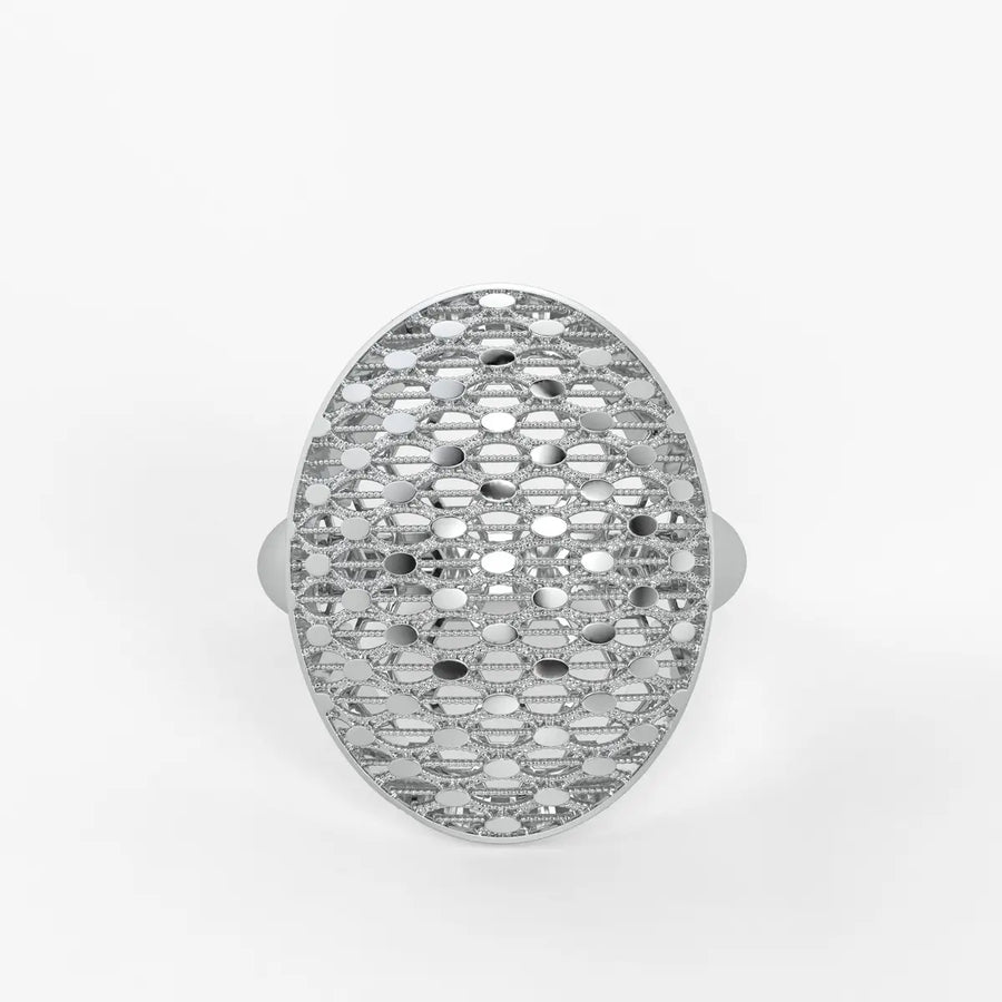 Oval Honeycomb Filigree Ladies Ring