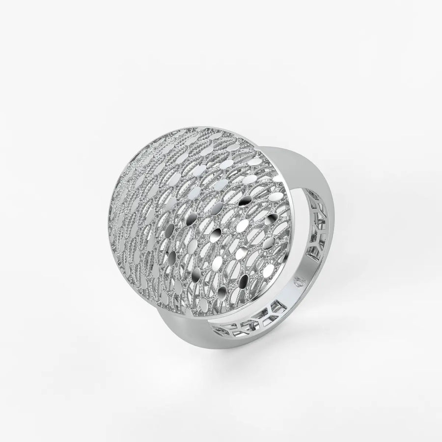 Oval Honeycomb Filigree Ladies Ring