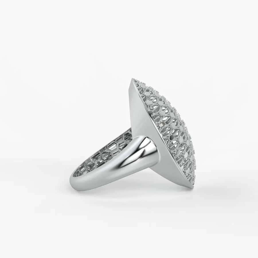 Oval Honeycomb Filigree Ladies Ring